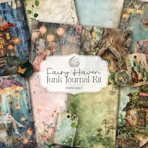 Kit de diario de recortes Fairy Haven: Páginas imprimibles y adornos del Bosque Encantado