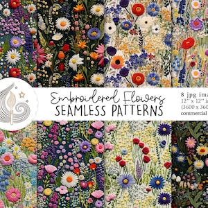 Seamless Floral Fabric Pattern | Commercial Use | 3d Seamless Floral Digital Paper | Cottagecore Wildflower Embroidery | Crafts | DIY