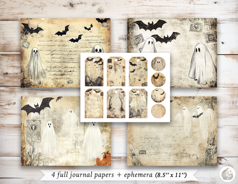 Ghostly Halloween Junk Journal Kit: Spooky Vintage Printable Pages ...