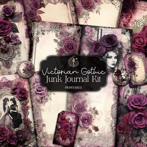 Kit de diario basura gótico victoriano / Páginas imprimibles / Paquete efímero / Papel digital gótico / Encaje vintage y rosas / Romántico