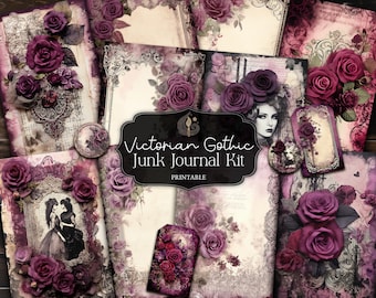 Victorian Gothic Junk Journal Kit: Dark Vintage Elegance Printable Pages & Ephemera