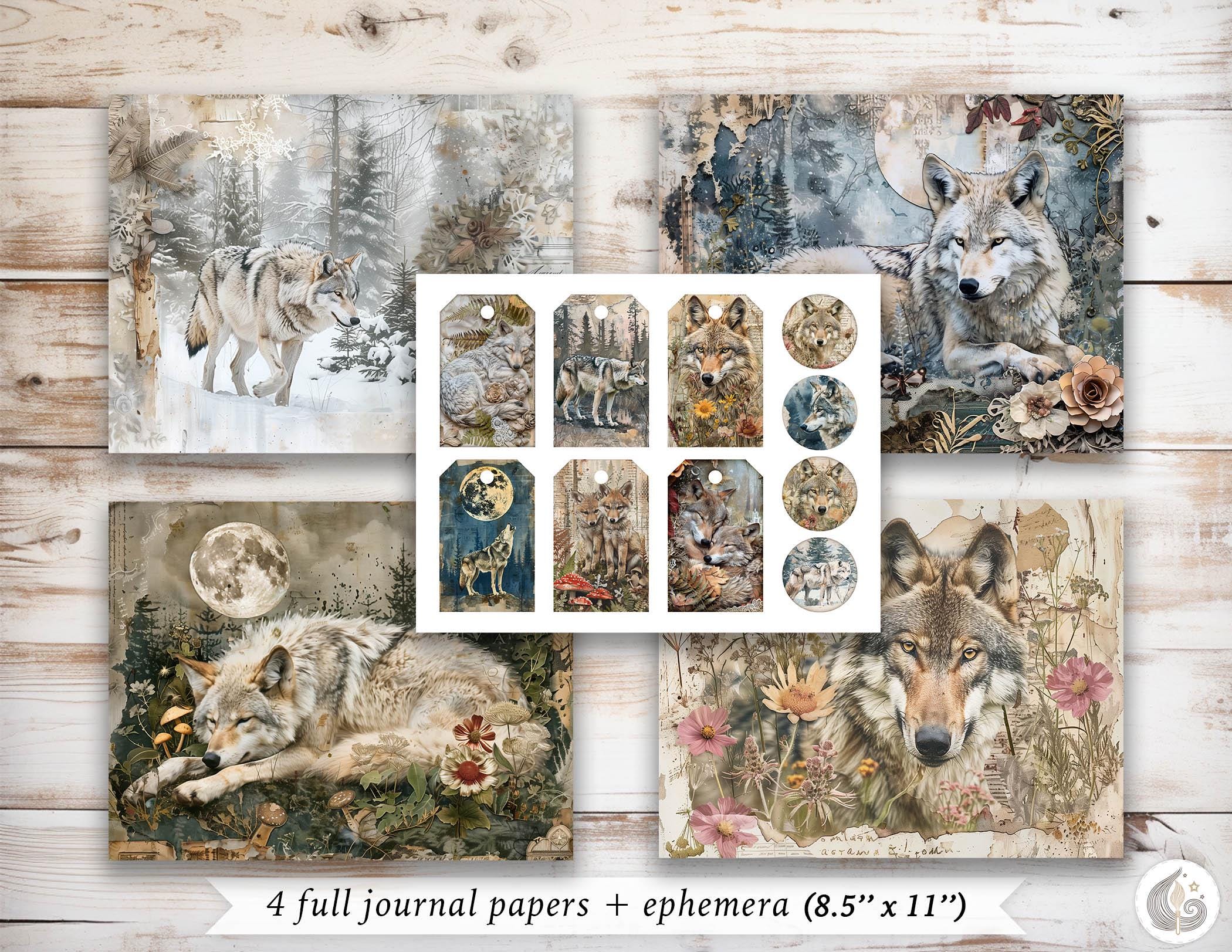 Wolf Junk Journal Kit Printable, Woodland Forest Journal Pages ...