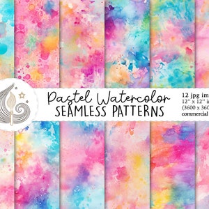 Patrón de acuarela sin costuras / Uso comercial / Papel digital de acuarela sin costuras / Fondo de acuarela pastel / Papel para álbumes de recortes