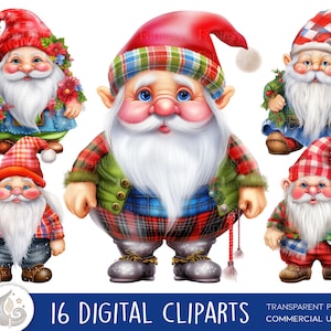Pacchetto Clipart Gnomo Natalizio / Gnomo Carino Png / Grafica Gnomo Invernale / Uso Commerciale / Download Istantaneo / Scrapbooking / Artigianato