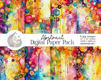 Abstract Digital Paper | Commercial Use | Watercolor Abstract Backgrounds | Printable Paper Set | Scrapbooking Paper | Crafts | Diy