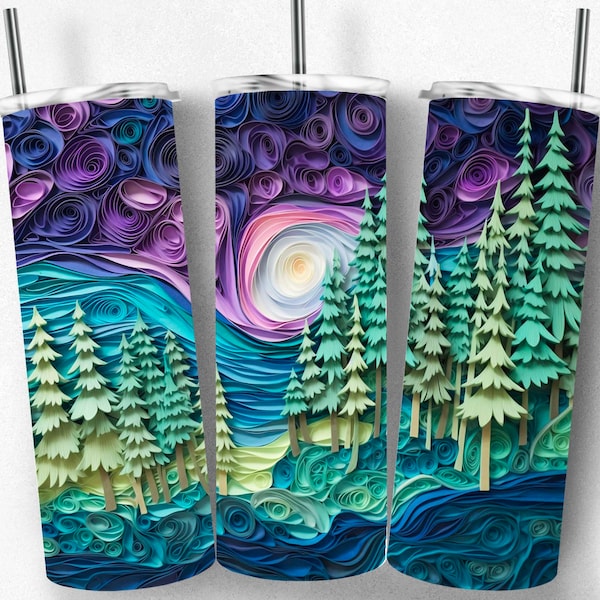 Whimsical Forest 3d Tumbler Wrap Design | Sublimation Design PNG | Nature Tumbler Wrap | Instant Digital Download | Commercial Use