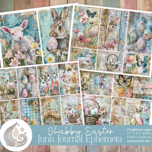 Kit de scrapbooking de Pascua vintage en tonos pastel / Etiquetas, etiquetas, recortes con detalles / Descarga digital / Manualidades con papel