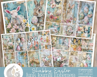 Shabby Easter Junk Journal Ephemera: Spring Printable Pack in Pastel Cottage Tones