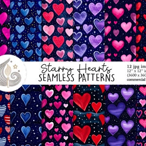 Herz Muster | Kommerzielle Nutzung | Nahtloser Valentinstag Digitales Papier | Aquarell Herz Hintergrund | Scrapbook-Papier