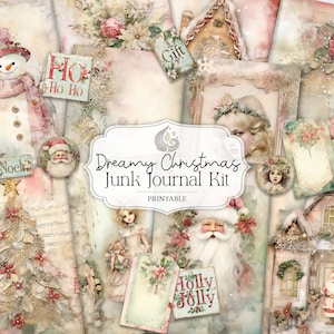 Dreamy Christmas Junk Journal Kit | Printable Pages, Paper, Ephemera, Tags | Digital Download | Shabby Chic | Scrapbooking Supply | Crafts