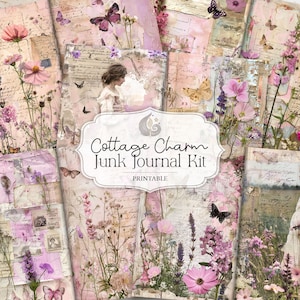 Kit diario spazzatura / Cottage Charm / Pagine di diario stampabili Floral Meadow / Ephemera / Download digitale / Vintage / Scrapbook / Artigianato