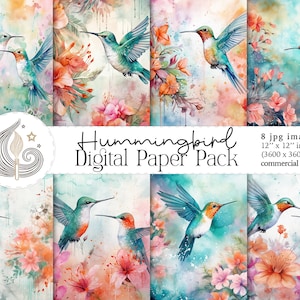 Kolibrie digitaal papier | Kolibrie plakboekpapier | Commercieel gebruik | Kolibrie digitale download | Digitaal papier maken