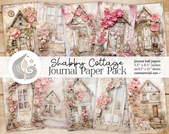 Shabby Cottage Junk Journal Pages: Soft Vintage Papers With Florals and ...