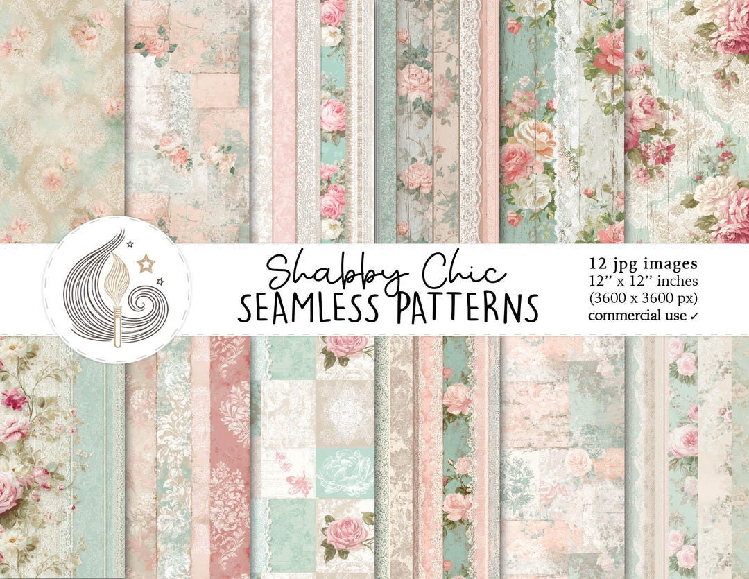Shabby Chic Seamless Patterns: Vintage Floral Lace Digital Papers ...