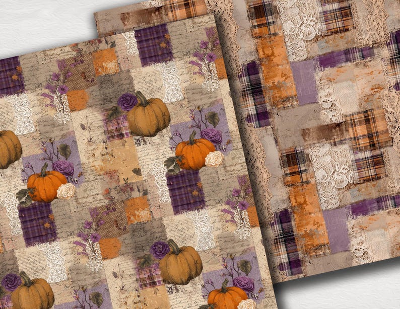 Shabby Chic Fall Seamless Patterns: Cozy Autumn Digital Paper Pack With ...