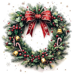 Weihnachtskranz Clip Art Pack | 13 Aquarellbilder Jpg | Kartengestaltung | Scrapbooking | Basteln | Junk Journal | Basteln | Ausdrucke