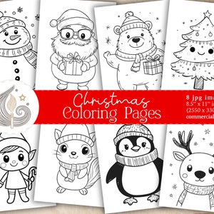 Christmas Coloring Pages | Printable Kids Coloring Pages | Christmas Activity For Kids | Cute Baby Animal Coloring Book Digital Download