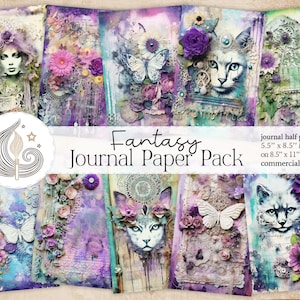 Journal indésirable fantastique | Pages imprimables fantaisistes de journal de conte de fées | Chat | Papillon | Utilisation commerciale | Scrapbooking | Créations en papier
