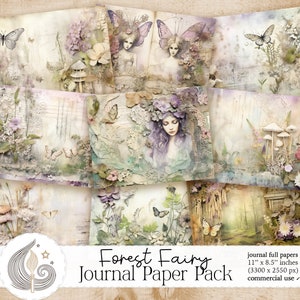 Forest Fairy Junk Journal Paper | Journaling Supplies | Digital Scrapbooking | Crafts | Commercial Use | Woodland | Nature | Magic