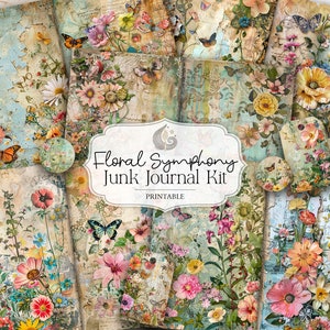 Junk Journal Kit | Floral Symphony | Printable Floral Journal Pages | Ephemera | Digital Download | Distressed Paper | Scrapbook | Crafts