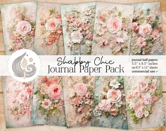 Páginas de diario basura estilo shabby chic: papeles de encaje rosa con rosas vintage y suaves capas de collage