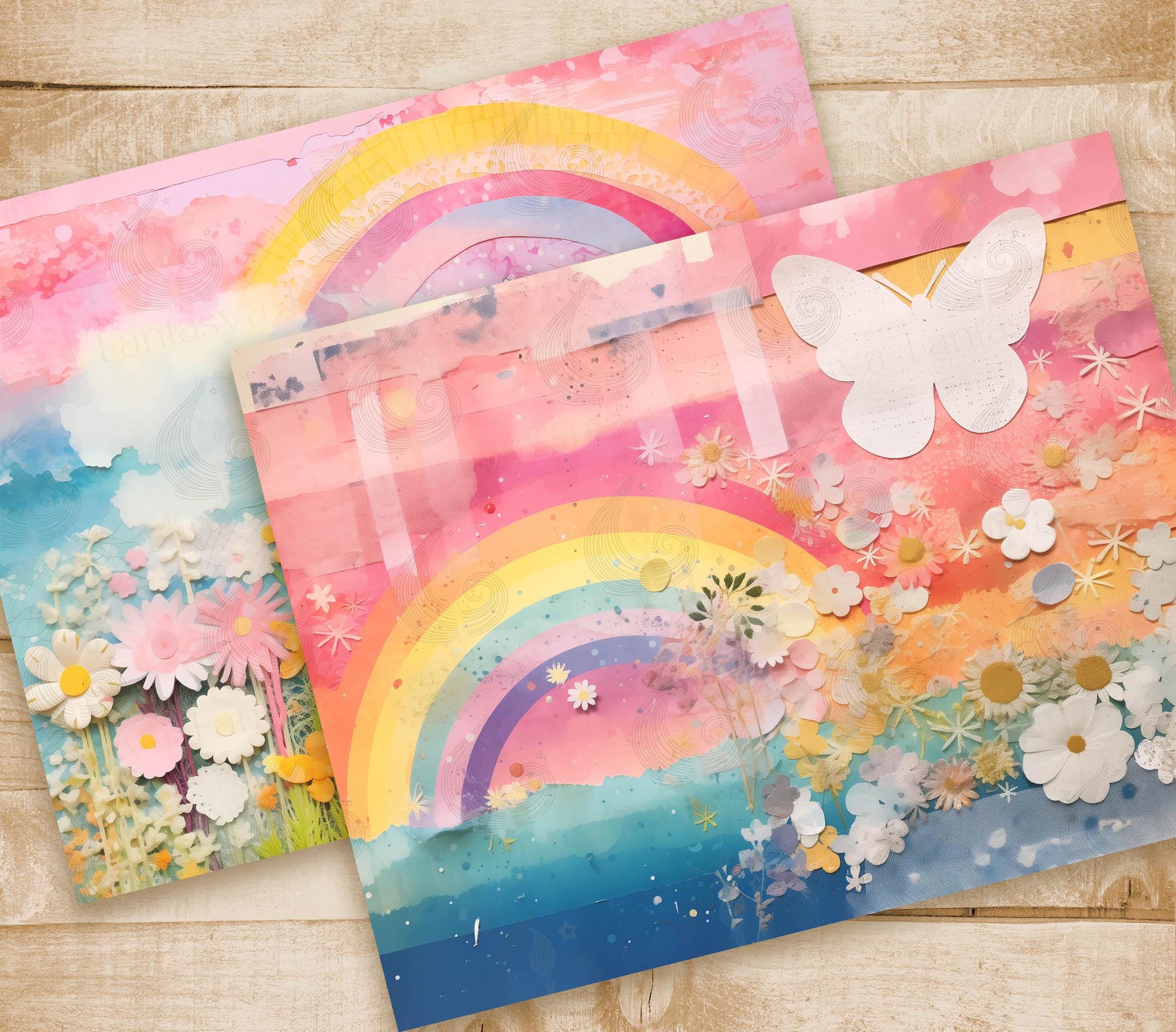 Pastel Rainbow Junk Journal Pages: Soft Colorful Papers With Rainbows ...