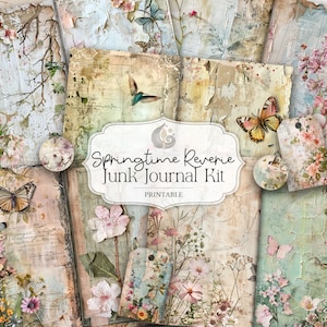 Kit de journal indésirable | Rêverie printanière | Pages imprimables de journal floral | Éphémères | Téléchargement numérique | Papier vieilli | Album | Artisanat