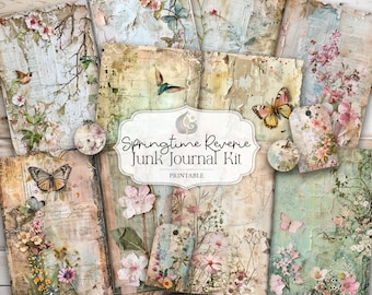 Junk Journal Kit | Springtime Reverie | Printable Floral Journal Pages | Ephemera | Digital Download | Distressed Paper | Scrapbook | Crafts