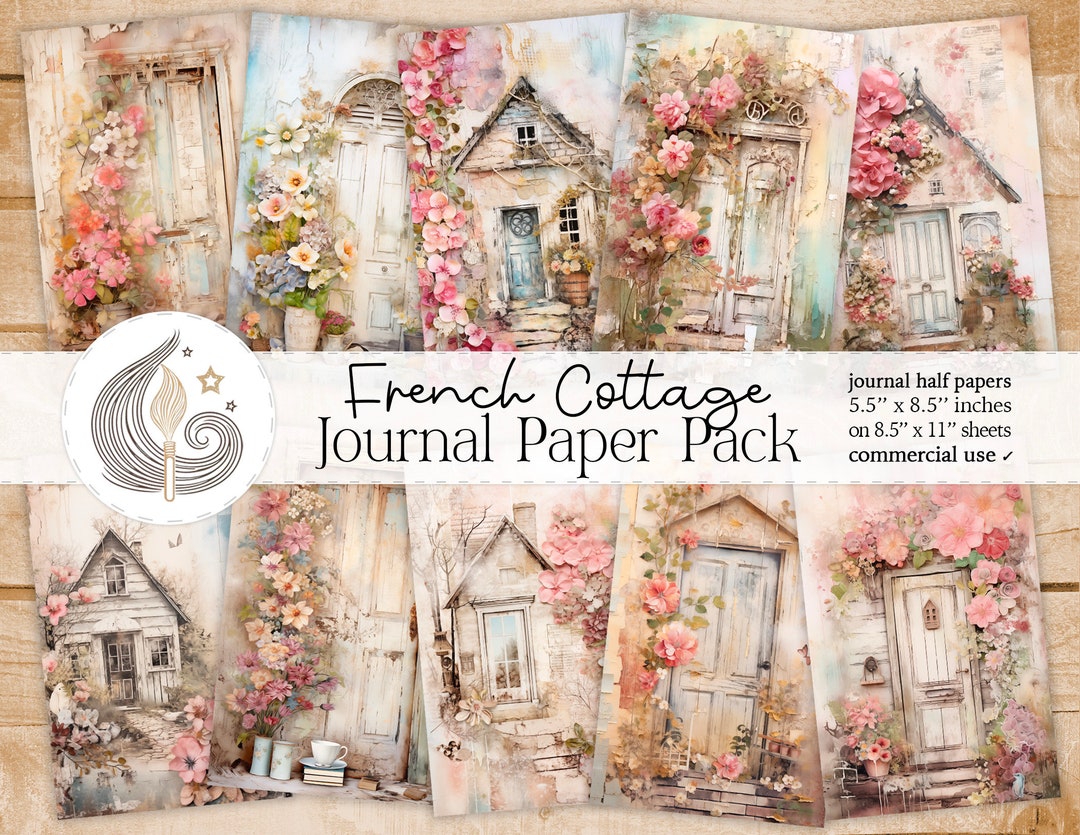 French Cottage Junk Journal Pages: Rustic Floral Papers With Charming ...