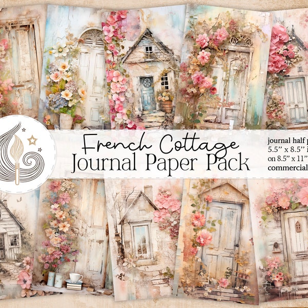 French Cottage Junk Journal | Printable Journal Pages | Scrapbook Paper | Paper Crafts | Journaling | Country Cottage | Shabby Chic