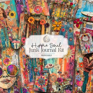 Kit de diario hippie / Efímera hippie / Técnica mixta / Páginas de diario imprimibles / Boho / Retro / Vintage / Papel digital / Manualidades