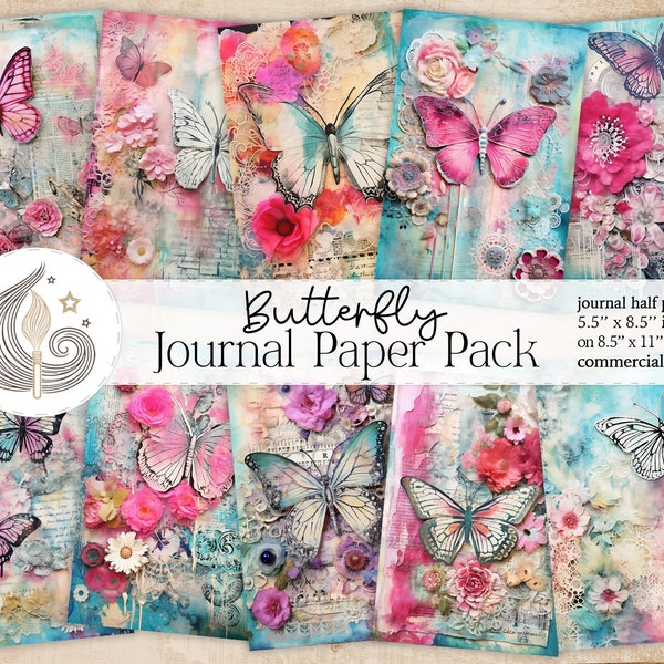 Butterfly Junk Journal | Spring Junk Journal Pages | Garden Ephemera | Junk Journal Supplies | Scrapbook Paper | Card Making | Crafts