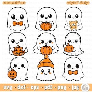 Leuke Ghost Svg-bundel | Halloween Svg-bundel | Halloween lasergesneden bestanden | Commercieel gebruik | Svg-bestanden voor Cricut | Digitale download