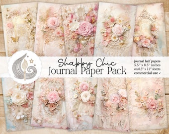 Shabby Chic Roses Junk Journal Pages: Pastel Bloom Papers With Vintage ...