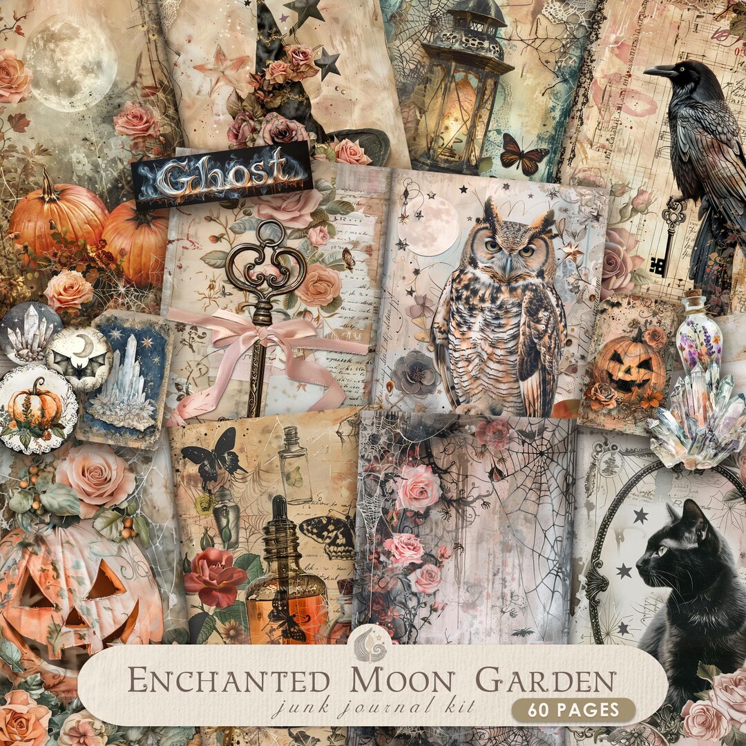 Enchanted Moon Garden Junk Journal Kit: Mystical Autumn Forest ...