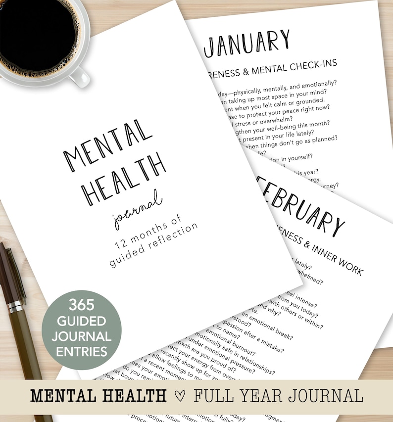 Mental Health Journal, 365 Daily Reflections, Guided Self Care Workbook ...