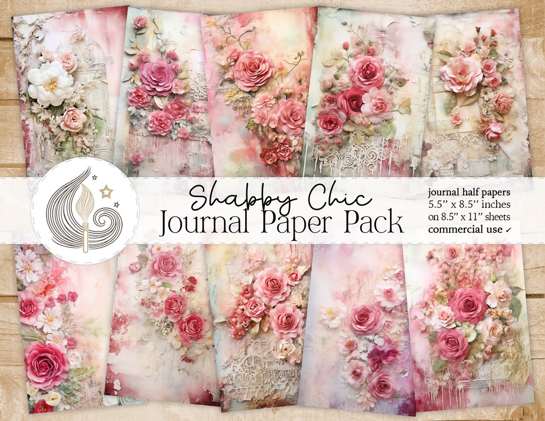Shabby Chic Junk Journal Pages: Romantic Floral Papers With Lace ...
