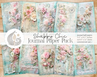 Junk Journal | Shabby Chic Style | Journal Pages | Card Making | Tag Creation | Paper Pack | Digital Paper | Scrapbook Paper