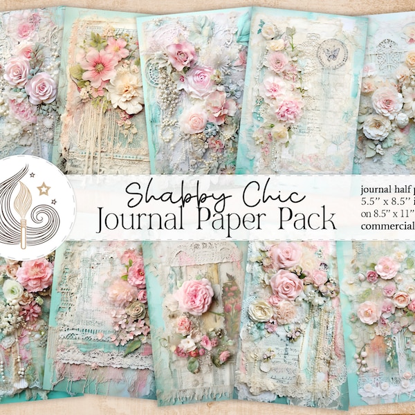 Junk Journal | Shabby Chic Style | Journal Pages | Card Making | Tag Creation | Paper Pack | Digital Paper | Scrapbook Paper