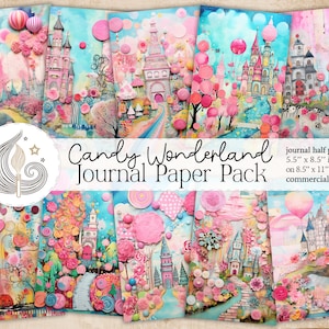 Candy Wonderland Junk Journal Paper | Digital Journal Kit | Candies | Sweets | Treats | Playful Whimsical Pastel Confetti | Card Making