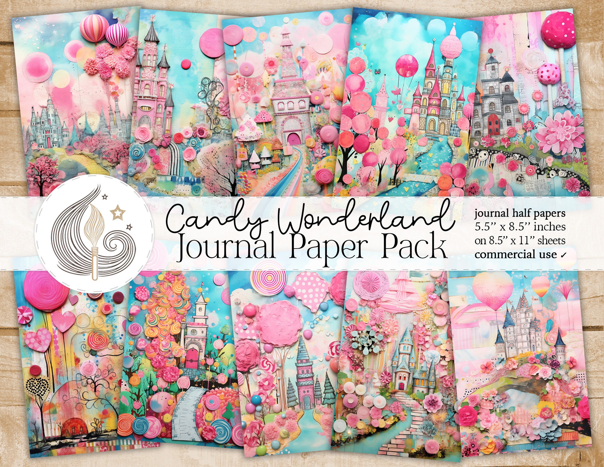 Candy Wonderland Junk Journal Paper | Digital Journal Kit | Candies | Sweets | Treats | Playful Whimsical Pastel Confetti | Card Making
