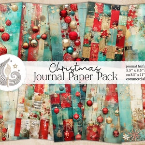 Christmas Junk Journal Kit | Printable Paper | Collage Sheets | Scrapbooking | Journal Supplies | Junk Journal Printable | Card Making