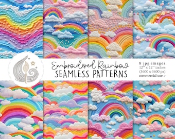 Seamless Rainbow Fabric Pattern | Commercial Use | 3d Seamless Rainbow Digital Paper | Rainbow Embroidery Design | Crafts | DIY