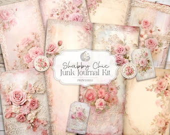 Shabby Chic Junk Journal Kit: Romantische, pastellfarbene Vintage-Druckvorlagen & Ephemera