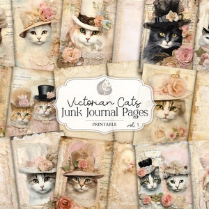 Pages victoriennes du journal des chats indésirables | shabby chic | Papier imprimable | kit de journal indésirable vintage | Téléchargement numérique | Scrapbooking | Artisanat