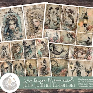 Mermaid Junk Journal Ephemera | Vintage Ocean Printables | Nautical Scrapbook Supplies | Sea Ephemera Pack | Tags | Labels | Fussy Cuts