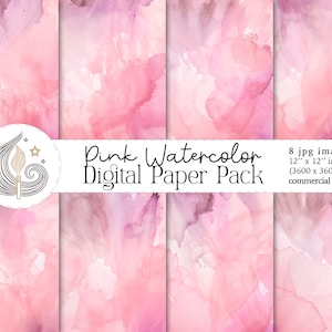 Pink Watercolor Textures | Instant Download | Watercolor Background | Digital Paper Pack | Scrapbooking Paper | Commercial Use
