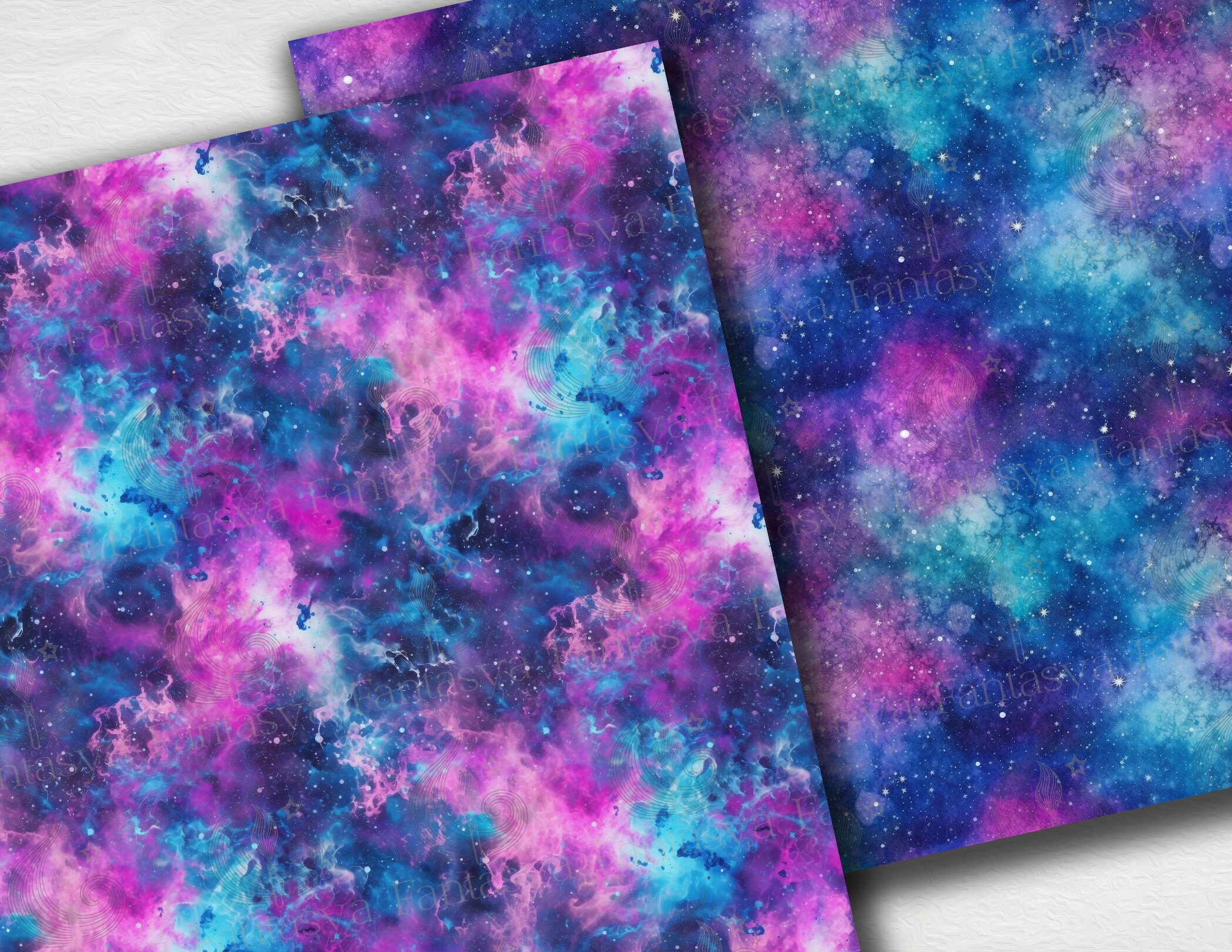 Celestial Galaxy Seamless Patterns: Starry Night Digital Paper Pack ...