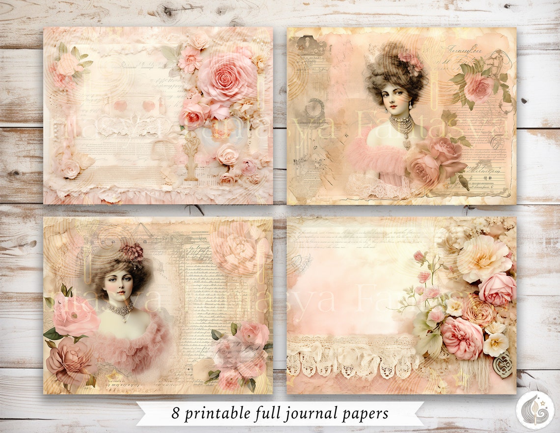 Victorian Romance Junk Journal Kit: Elegant Vintage Floral Printable ...