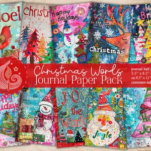 Palavras de Natal Páginas do Junk Journal | Frases divertidas e festivas de feriados | Artesanato | Registro no diário | Fabricação de cartões | Papel para impressão | Álbum de recortes